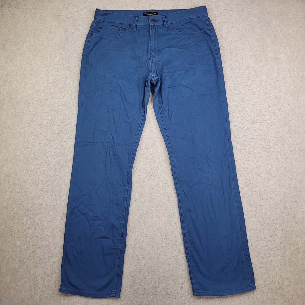 Banana Republic Straight Fit Pants Mens 33x32 Blue Solid Denim Stretch‎ Chino